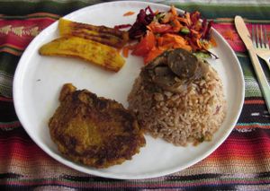 healthy and vegan rice and beans dish at Yukawala in San Jose