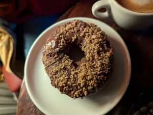 chocolate donut at Top Notch Bakery in Vaxjo