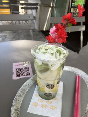 Iced Matcha Latte with creamm  at Mr Cinnamon in Caserta