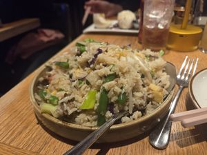 V egg and sausage fried rice at Spicy Moon - Chelsea in New York City