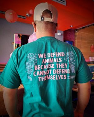Hector with an important message. at Spicy Moon - Chelsea in New York City