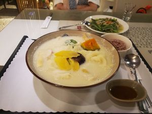 Soy milk soup noodles at Zi Yuay Tsian Shir - Day Moon Zen Food in Tainan