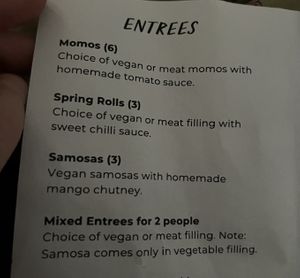 Entrees   at Jampa's Spirit of Tibet in Nambour