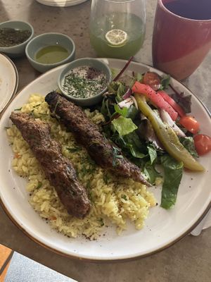 Vegan Kefta! Not sure if it’s impossible or beyond but it’s spiced and grilled beautifully.   at Ayat in Princeton