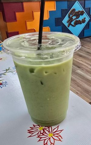 iCed Matcha Latte -- Unsweet,  also Available Hot, Milk Options: Macadamia or Oat.  at Casa KaWi in Cherokee