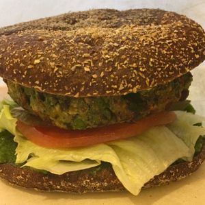 Yummy burger at Cafe Ukrop II in St Petersburg