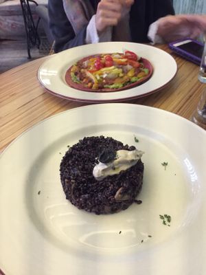 Risotto and Mexican flat bread  at Cafe Ukrop II in St Petersburg