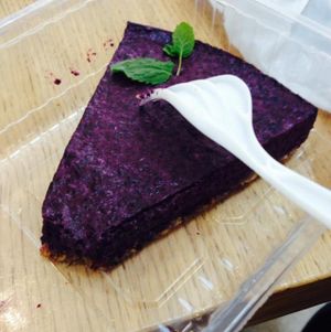 take away blueberry dessert  at Cafe Ukrop II in St Petersburg