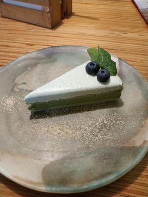 Matcha cheesecake at Cafe Ukrop II in St Petersburg