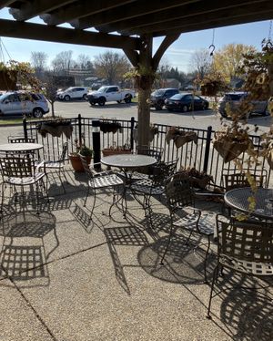 Outdoor patio November 2024 at BlueNose Coffee in Farmington