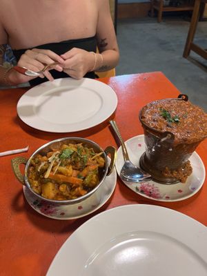 Veggie paneer (no cheese) on the left  at Bombay Restaurant in Koh Lipe