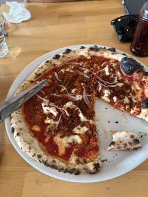 Bee sting pizza. Yummy but spicer than expected!   at Via Tevere Main Street in Vancouver