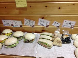 Sandwiches and rice balls sold at the Lima café. at Osawa Japan - Shinjuku in Tokyo