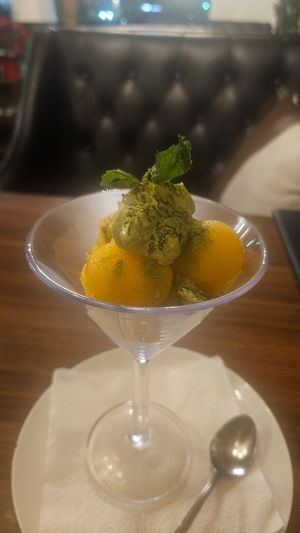 Mango sherbert dessert #Veganuary at Durvo in Las Vegas
