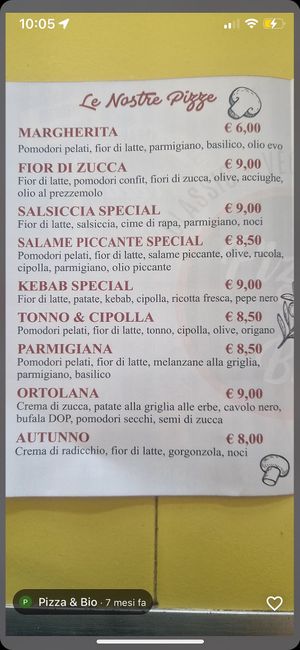 Menu   at Pizza & Bio  in Bologna
