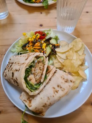 Coronation Chickpea wrap at The SugarPlum Tearoom in Ruthin
