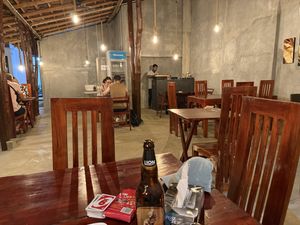 A view into the Restaurant. Puristic, lovely. You get Uno cards if you want.😄 at Ceylon Excel in Tangalle