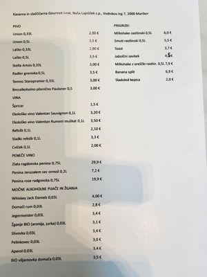 menu 1 at Gourmet Lent in Maribor