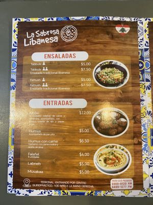 Menu  at La Sabrosa Libanesa in David