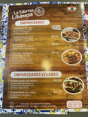Menu  at La Sabrosa Libanesa in David