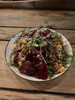 Beet salad without the cheesee  at Beerwood in Los Osos