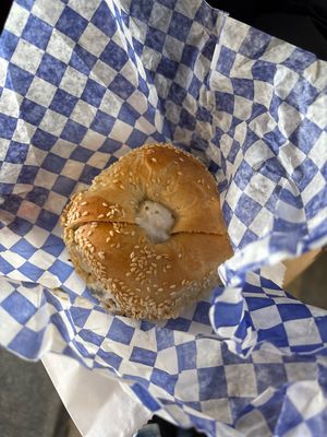 Mmmm several vegan cream cheese options  at St. Urbain Bagel in Toronto