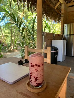 la fresa smoothie con proteina organica :) at MARISOL in San Francisco