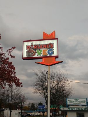 Really cute sign at Darlene's Veg  in Eugene