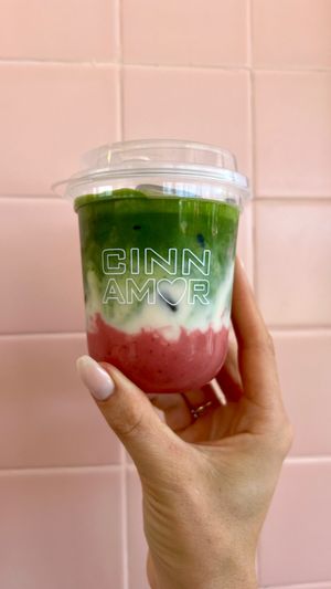 Strawberry Ceremonial Grade Matcha Latte! at CINNAMOR in Canggu