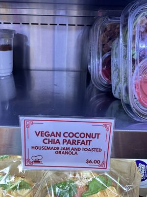 All sold out! But description of chia pudding   at Parva Coffee in Jackson Heights
