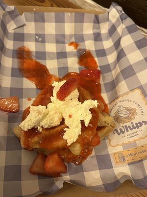 Vegan Strawberry Shortcake Waffle  at Whips Waffle Company in St Augustine