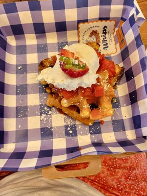 Strawberry shortcake at Whips Waffle Company in St Augustine