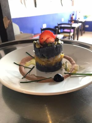 Patata violeta con tofu at El Desvan de Tete in Torrox Costa