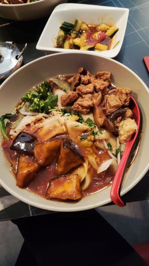Biang biang noodles with tofu and eggplant #Veganuary at Chang an Noodle House in Hannover
