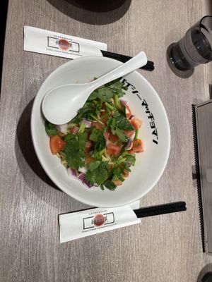 Vegan ramen. A bit spicy bit the noodles were very very good. It is served without brought.  at Lashowhan in Tokyo