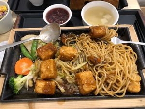 Most meals come with soup, salad and desert  at Changhua Yuanlin Vegetarian Food in Yuanlin