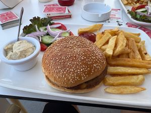 Vegan burger  at Mangas Restaurant in Ayia Napa