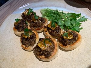 stuffed mushroom at Honey Plant Restaurant - 蜜时光植物料理店 in Qujing