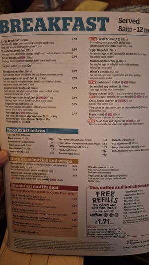 Just a few of the many vegan options at The Crosse Keys - JD Wetherspoon in London