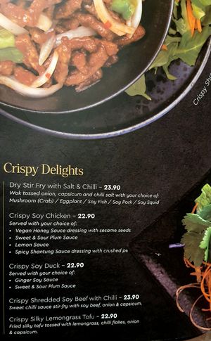 menu at Au Lac Royal Vegan Cuisine in Dickson