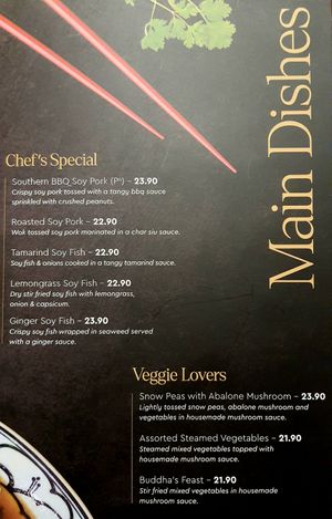 menu at Au Lac Royal Vegan Cuisine in Dickson