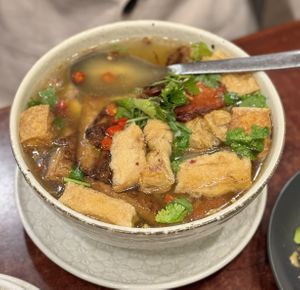 Soy ‘pork’ noodle soup  at Au Lac Royal Vegan Cuisine in Dickson