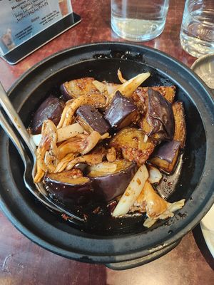 Eggplant claypot at Au Lac Royal Vegan Cuisine in Dickson