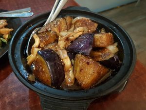 Eggplant hot pot at Au Lac Royal Vegan Cuisine in Dickson