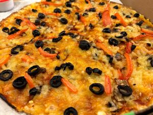 Make your own with mushrooms and olives  at Caprinos Pizza in Newcastle Upon Tyne