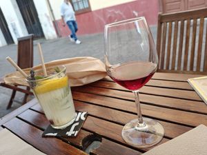 Local wine and home-made lemonade at Tasca 61 in Tenerife