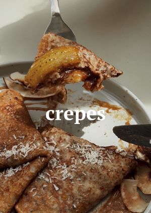 Oat crepe with caramelized banana, homemade chocolate sauce, dates  caramel   at Bunch in Hiriketiya