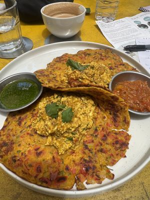 Savoury crepe/pancakes with tofu scramble   at Bunch in Hiriketiya