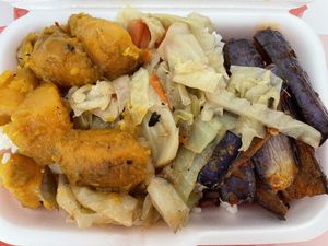 Packed white/brown rice mix, with 3 sides $4  at Shu Vegetarian 典蔬 in Central Singapore