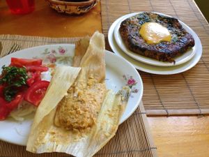 Humita with Chilean salad and macrobiotic tortilla  at Bambu in Valparaiso
